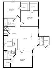 The Fredericksburg, 3 Bed | 2 Bath | 1174 Sq. Ft. 0222 floor plan